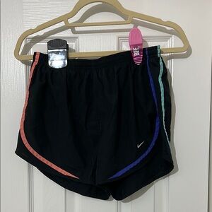 Women's Black Shorts with Multicolor Stripes